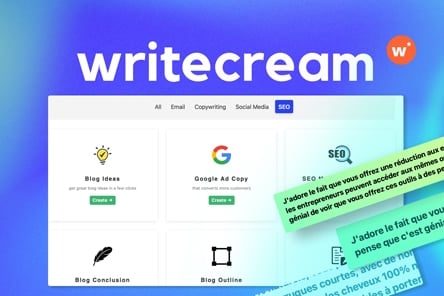 WriteCream – Rédiger automatiquement des emails, articles de blog, textes de vente… Une pépite