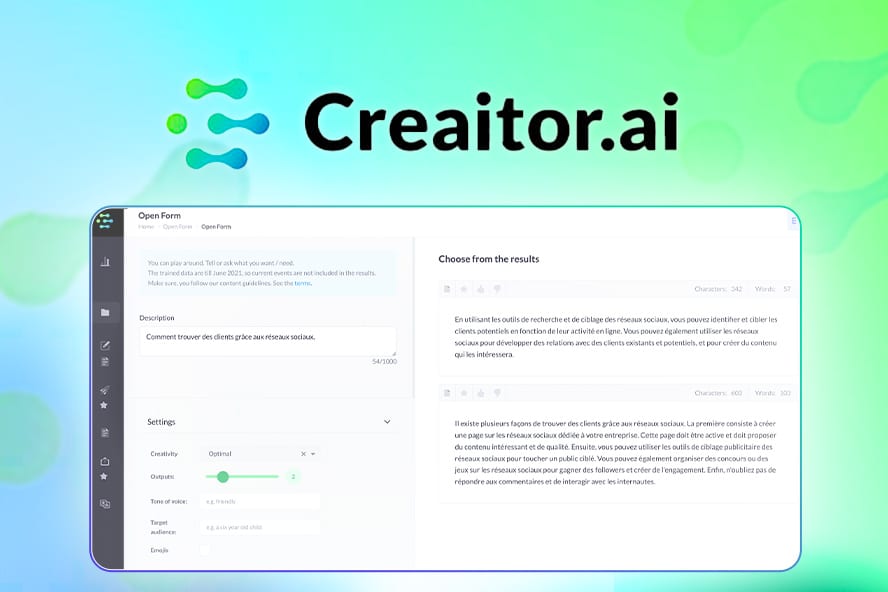 Creaitor – L’outil exceptionnel d’écriture automatique avec l’Intelligence Artificielle