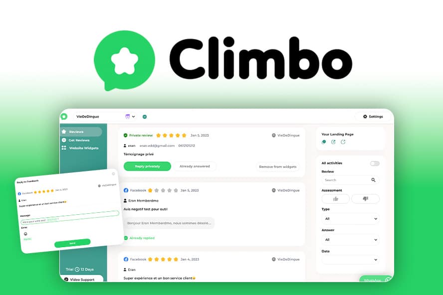 Climbo Collecte des témoignages clients et augmente tes ventes