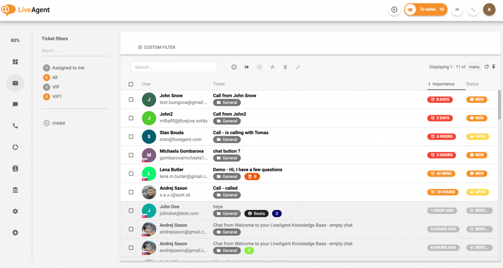 L'interface LiveAgent une alternative zendesk
